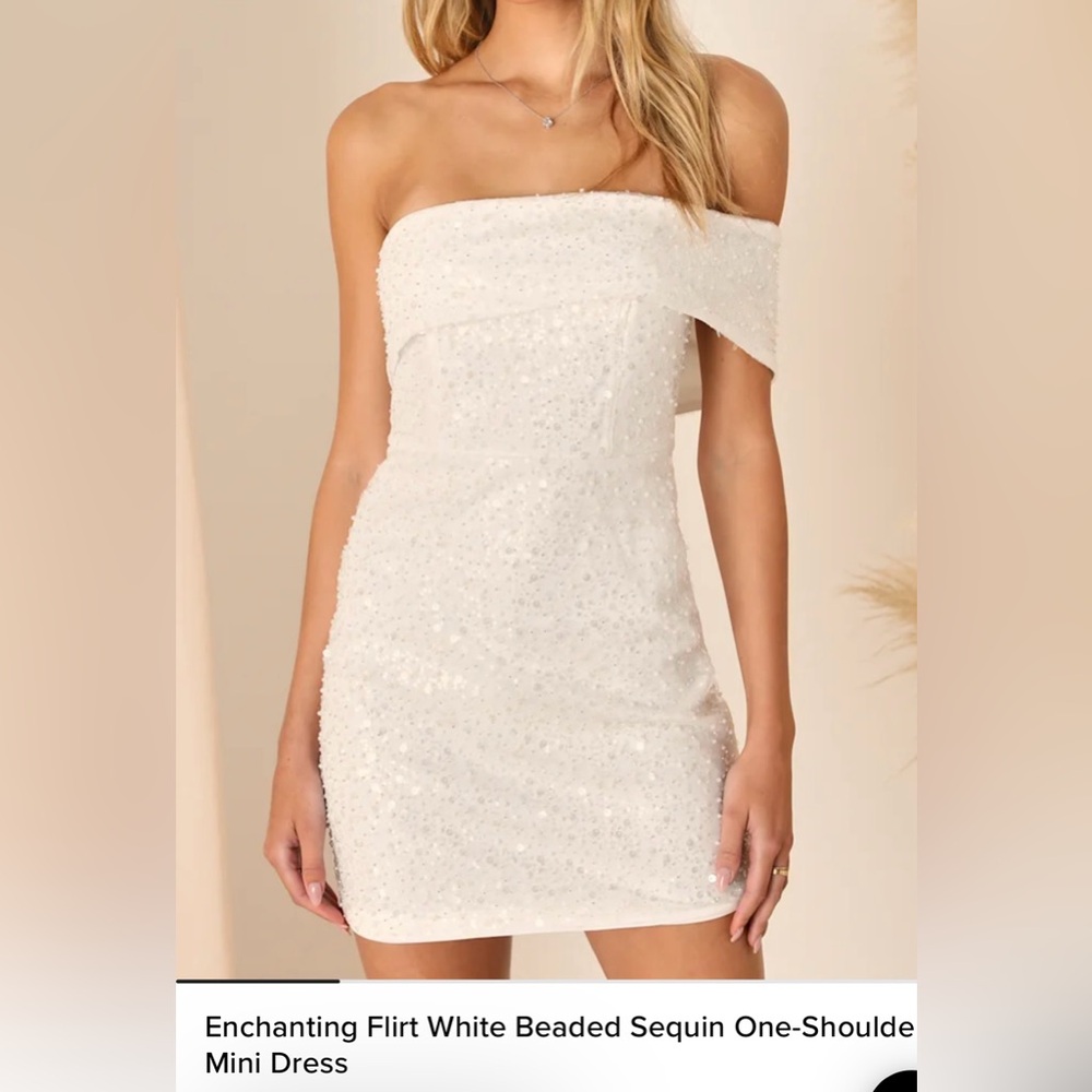 Lulu's White One Shoulder Dress - Picture 2 of 12